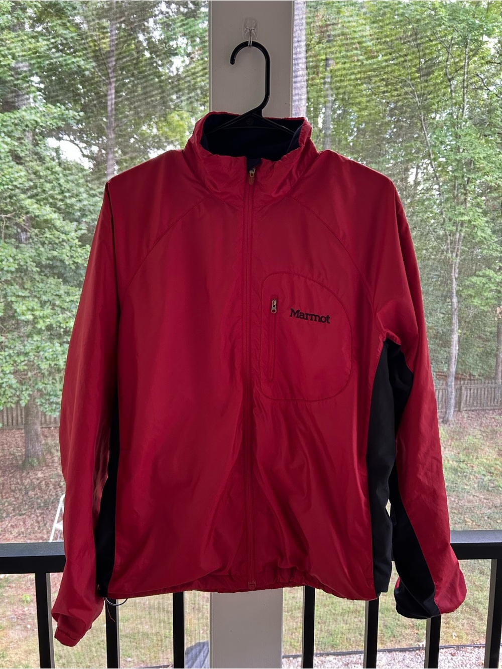 Marmot Red Windbreaker Jacket with Black Panels